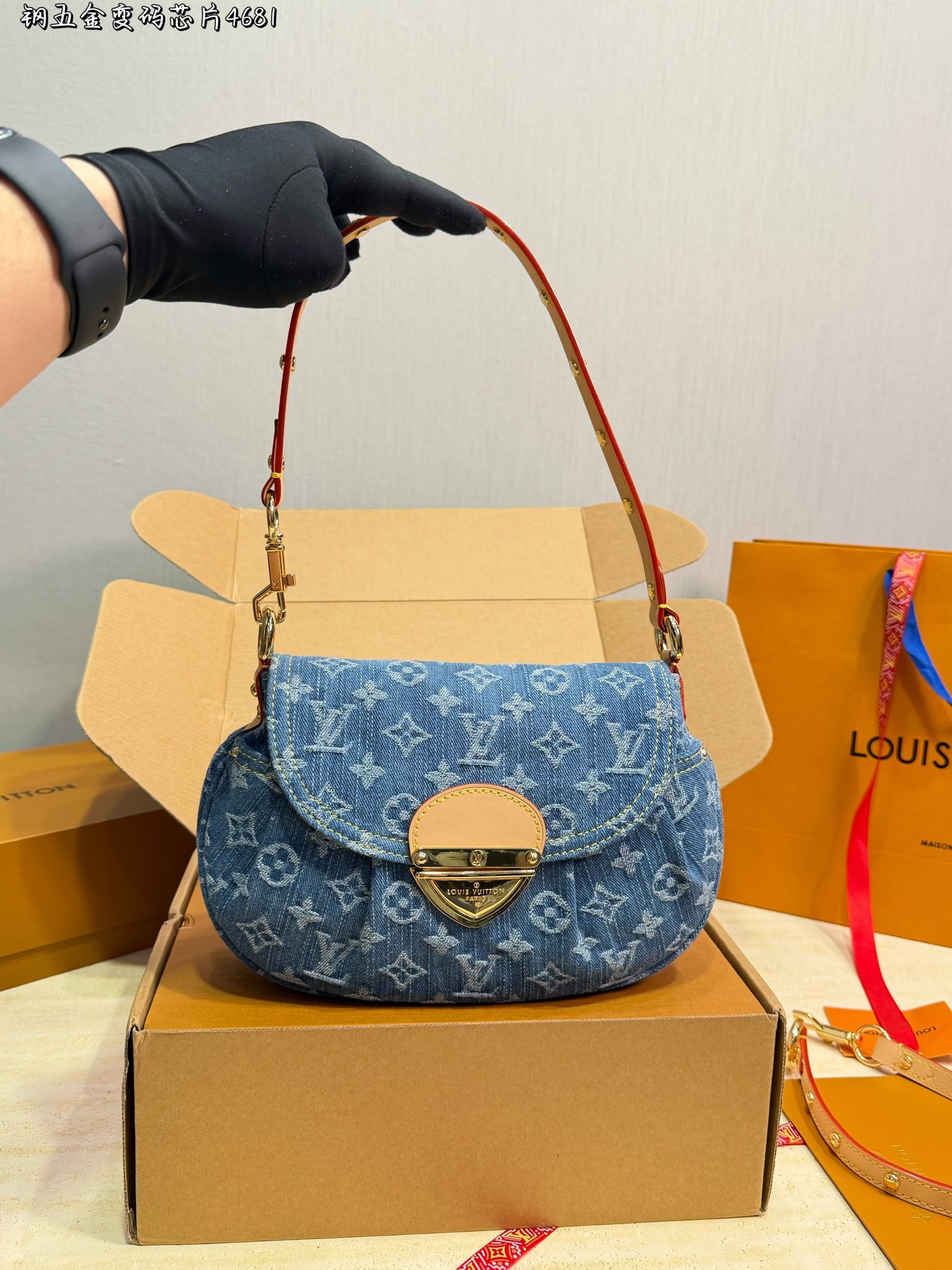 LV Luxury Monogram Handbag Denim Fabric
